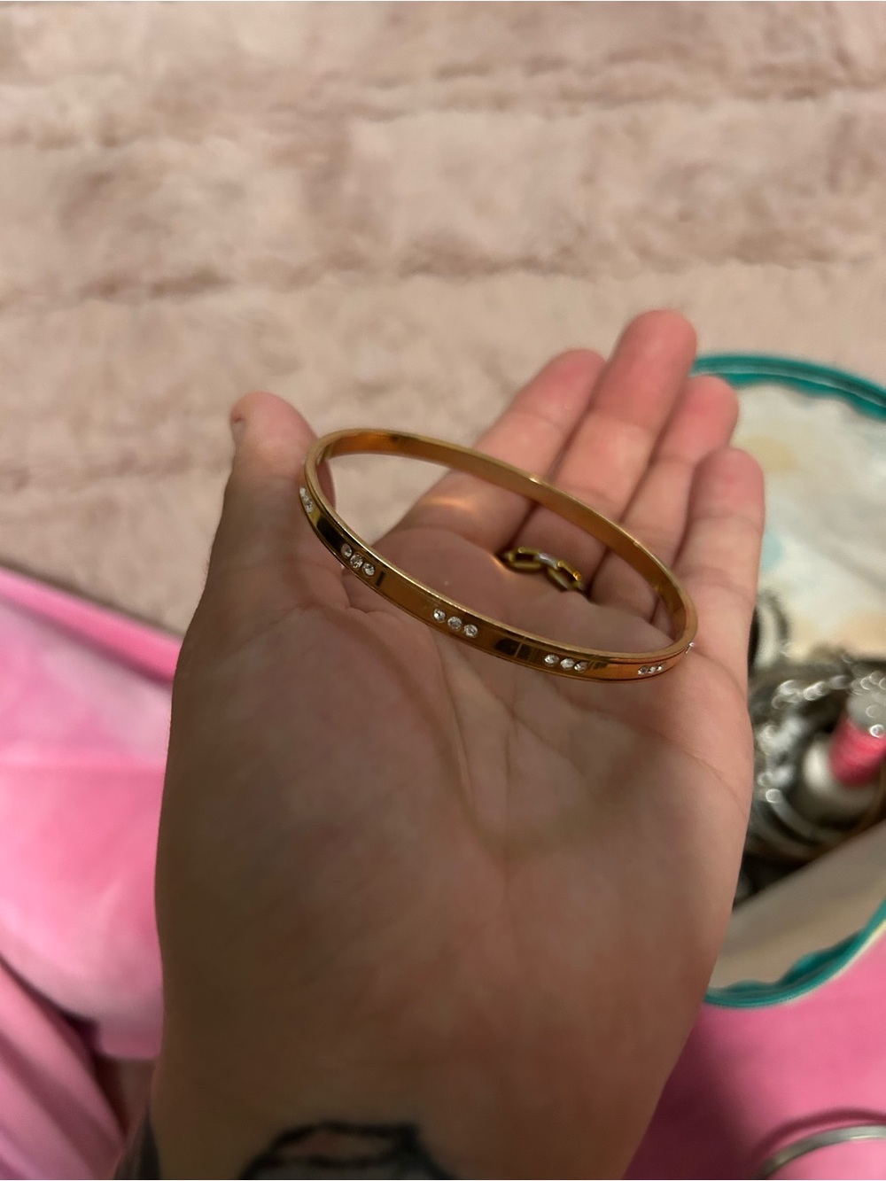 Gold Crystal Accent Bangle Bracelet